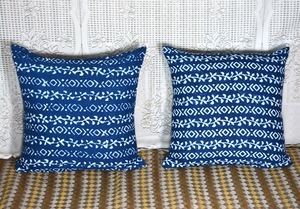Funda de cojín azul índigo estampada a mano, funda de almohada étnica de algodón - Product Image 6