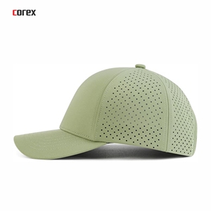 Casquette de baseball verte découpée au laser à 6 panneaux, maille respirante, broderie 3D, bouton réglable, unisexe, pour l'extérieur, printemps-été, décontractée - Product Image 3