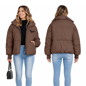Chaqueta acolchada marrón para mujer, abrigo con capucha cálido para invierno, chaqueta informal con cremallera para mujer, Chaqueta Femme Jacke Damen - Product Image 1