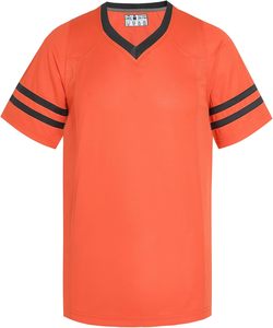 Maillot de sport rose à col en V et manches courtes pour homme avec rayures noires, en polyester à séchage rapide, chemise décontractée pour l'été - Product Image 4