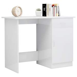 <b>High</b> <b>Gloss</b> <b>White</b> 39.4\" X 19.7\" X 29.9\" Engineered Wood Computer <b>Desk</b> - Product Image 3