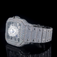 Montre mécanique de luxe en acier inoxydable entièrement sertie de moissanite, fabrication indienne, idéale pour les fêtes, les affaires, le quotidien et la mode – En promotion