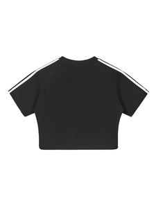 Ensembles de hauts courts rayés personnalisés en gros pour femmes, t-shirts et jupes vierges de haute qualité en mélange de coton 230 GSM pour femmes - Product Image 2