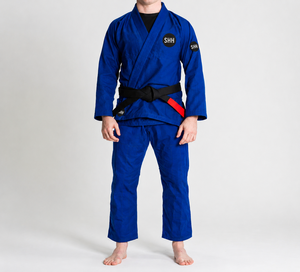 Kimono de Jiu Jitsu Brasileño Azul Personalizado, 450 GSM, Tejido Perlado, Uniforme de BJJ con Pantalones Ripstop para Entrenamiento y Competencia - Product Image 1