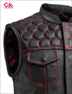 Solid Color <b>Leather</b> Men Vest <b>Jacket</b> Streetwear <b>Sleeveless</b> <b>Leather</b> Men Vest Custom Logo <b>Leather</b> Men Vest - Product Image 2