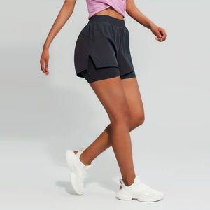 Shorts Deportivos Premium para Mujer, Doble Capa, Cintura Alta, Tela Transpirable, para Entrenamiento, Gimnasio, Proveedor OEM - Product Image 3