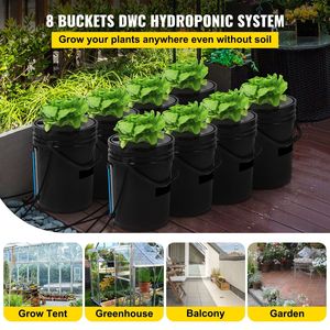 Sistema Hidropónico DWC de 5 Galones con 8 Cubetas para Cultivo en Agua Profunda, Kit de Cultivo con Bomba, Piedra de Aire, Sistema de Riego y Equipo Hidropónico - Product Image 2
