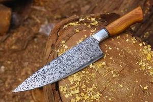Couteau de chef LEGACY BLADES en acier Damas haut de gamme, manche en bois d'ébène, couteau de cuisine forgé à la main, fabricant OEM - Product Image 3