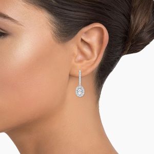 Oval Cut Moissanite Hoop <b>Earrings</b> for Women <b>Cute</b> Engagement Jewelry Handmade - Product Image 3
