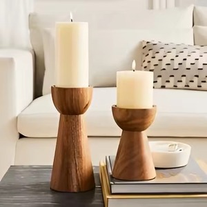 <b>Rustic</b> Wooden Candle Pillar Holder Premium Interior Decor for <b>Table</b> Shelf and <b>Console</b> Arrangement - Product Image 5