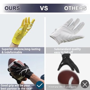 Guantes de Fútbol Americano Personalizados OEM, Diseño Sólido, Palma de Silicona Superior Antideslizante, Transpirables, para Receptor, Venta al Por Mayor, para Hombre, Todas las Temporadas - Product Image 3