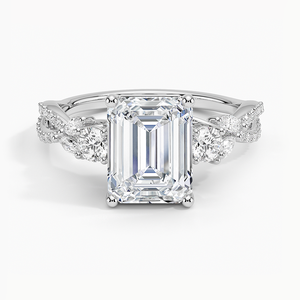 Bague BOJ 0143 en argent 925, taille émeraude, sertie de trois diamants solitaires de luxe Willow, 2 carats, couleur D, VVS1, moissanite GRA - Product Image 1
