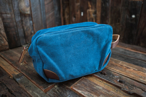 Heavy Duty Waxed Canvas Leather Toiletry Bag Custom Logo Travel Shaving Dopp Kit Cosmetic Wash Organizer <b>Case</b> LCTB-0095 - Product Image 5