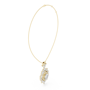 Collier pendentif ovale en or rose 14 carats avec halo de diamants, chaîne à maillons, bijoux de luxe pour mariage, fiançailles, fête - Product Image 2