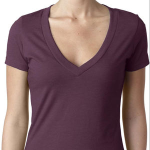 Camiseta de Mujer con Cuello en V Profundo, Corte Regular, 100% Algodón, Transpirable, de Secado Rápido, Ecológica, con Logotipo Personalizado, Diseño 3D - Product Image 1