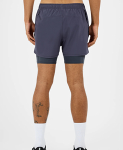 Shorts de course 2-en-1 pour hommes, séchage rapide, légers, respirants, extensibles, polyester/nylon, coupe classique, poches, coutures invisibles - Product Image 2