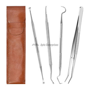 Stainless Steel Manual Teeth Cleaning Set with File <b>Hook</b> Spatula Forceps Dental <b>Tools</b> Kit 5 PC 304 CE Certified - Product Image 1