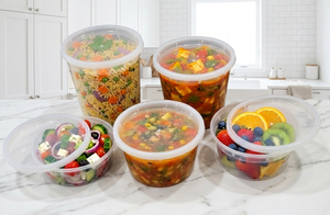 Durable Food Grade Plastic Leak Proof Deli <b>Soup</b> <b>Containers</b> Multiple Sizes 8oz to 32oz Takeout Bowls and Cups with Secure Lids - Product Image 3