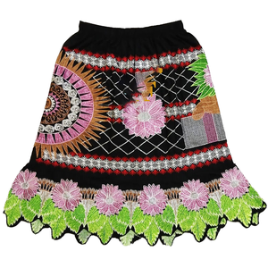 New Sale Female Hawaiian Floral Pattern Mini <b>Skirt</b> <b>Elastic</b> <b>Waist</b> High Street Style Embroidery Polyester/Cotton Island - Product Image 3