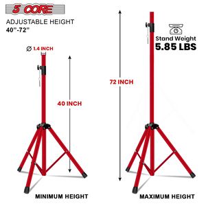 Heavy-Duty Adjustable SS HD RED BAG Speaker Stand 72 Inch DJ Studio Monitor Pole Mount <b>Tripod</b> Floor High Quality New Original - Product Image 3