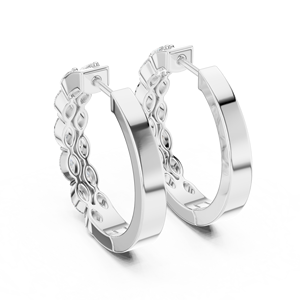 UNIQUE HOOP EARRINGS SET 18KT WHITE GOLD LAB GROWN 1.6CT MARQUISE DIAMONDS IGI CERTIFIED RHODIUM PLATED LUXURY EVERYDAY WEAR - Product Image 3
