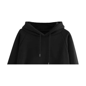 Sweat à capuche d'hiver pour femme 100% coton molletonné écologique respirant coupe-vent brodé surdimensionné avec logo frontal uni bleu foncé OEM - Product Image 2