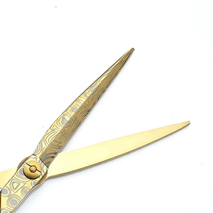 Ciseaux de coiffure professionnels pour barbier, ciseaux à effiler à dents plates, revêtement doré, ciseaux de coiffure colorés pour barbier - Product Image 5