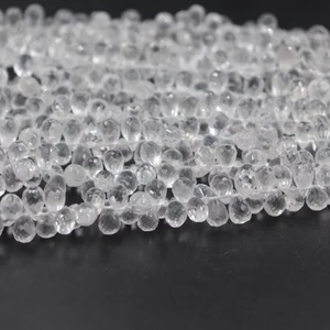 Cuentas facetadas de cristal Natural blanco AAA 4*6mm forma de gota 8 pulgadas hebra para la fabricación de joyas - Product Image 1