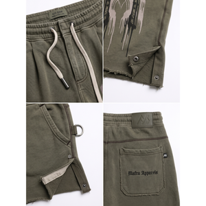 Men's Heavyweight Gothic Streetwear USA Gen Z Custom OEM Label Oversized French Terry Shorts XL 2XL Sizes Casual Cotton Pattern - Product Image 4