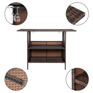 Tavolo da Bar Moderno in Legno Marrone e Acciaio Sfumato per Casa, Hotel, Ristorante ed Eventi - Product Image 5
