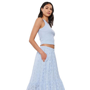 Débardeur court côtelé décontracté style streetwear pour femme – Nouvelle qualité, mélange polyester et coton, col rond, sans manches, dos nageur - Product Image 3