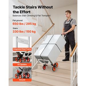 Carrello Pieghevole in Lega di Alluminio con Manico Telescopico, Capacità di Carico 150 Kg, 6 Ruote da 2 Pollici, Rampe di Carico e Piattaforme - Product Image 2