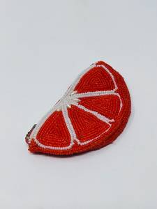 Monedero de cuentas naranjas TIMELESS CRAFT hecho a mano y personalizable, con cuentas de vidrio en forma de rodaja de fruta, cartera con cremallera y tarjetero para mujer - Product Image 2