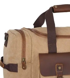 Large Capacity Light Weight Durable Foldable Leather Canvas Duffel Bag Adjustable Strap Customizable High Quality Unisex Travel - Product Image 2