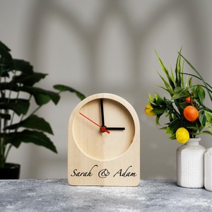 Horloge de bureau minimaliste en bois, mouvement à quartz circulaire, affichage à aiguilles, silencieuse, sans tic-tac - Product Image 6