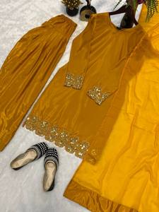 Luxury Silk 3 Piece <b>Kurti</b> Set for Diwali Eid Engagements Family Functions and Special Occasion Wear Available for Export Price - Product Image 6