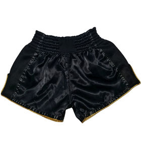 Pantalones cortos de kickboxing y Muay Thai personalizados, hechos a medida, para MMA, negros, elásticos y económicos. - Product Image 3