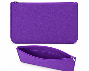Pochette cosmétique en feutre rouge avec fermeture éclair, trousse de toilette rectangulaire, étui de rangement de voyage, pochette en feutre - Product Image 2