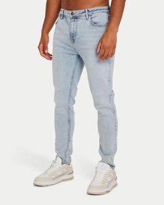 Jeans Slim Fit para Hombre, Color Azul Claro, Tela Denim Suave al Tacto, Cintura Media, Estilo Clásico para el Día a Día, Estilo Urbano, Ajuste Cómodo - Product Image 1