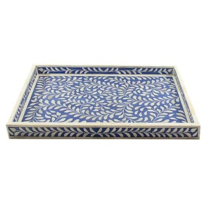 Bandeja de Servir con Incrustaciones de Hueso Estilo Vintage, Bandeja Decorativa Hecha a Mano para Mesa de Centro, Cocina y Comedor, Regalos y Eventos de Boda - Product Image 4