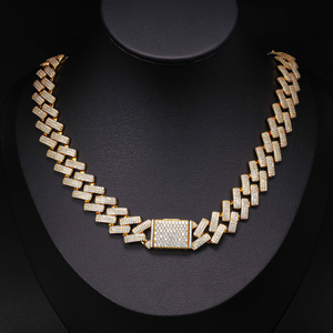 Moissanite Iced Out Cuban Link Chain <b>Gold</b> <b>Tennis</b> Style <b>Necklace</b> Luxury Hip Hop Jewelry Mens Statement <b>Necklace</b> Fashion Gift For - Product Image 1