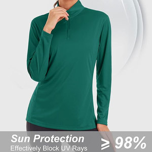 Polo de Manga Larga Verde para Mujer, 100% Poliéster, Tejido Transpirable, Ropa Deportiva Informal, Color Sólido, Manga Completa - Product Image 4