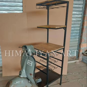 Meilleure collection : Meuble bar à vin industriel pour la maison, style moto, avec art himalayen antique - Product Image 1