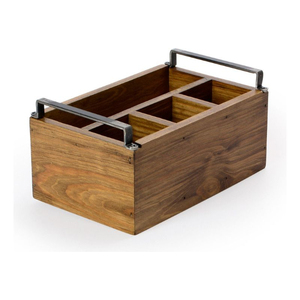 Porte-couverts en bois écologique, forme rectangulaire, avec poignée en métal, plusieurs compartiments, pour cuisine et hôtellerie. - Product Image 2