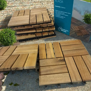 Carreaux de terrasse en bois ACacia Interlock 300x300mm lisse imperméable anti-dérapant pour balcon extérieur terrasse - Product Image 3