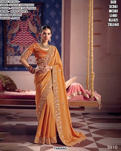 Royal Blue Viscose Zari <b>Tissue</b> Women's Traditional Drape with Moisture Wicking & Wrinkle Free Features for <b>Wedding</b> Occasions - Product Image 4