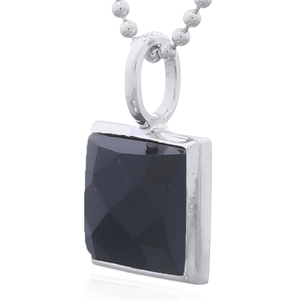 Pendentif élégant en argent 925 avec agate noire carrée sertie dans un cadre, pour un usage quotidien - Product Image 2