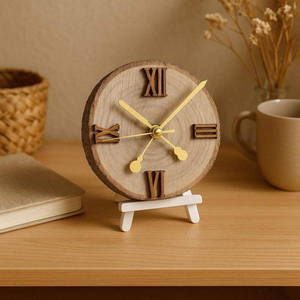 Reloj de Pared Grande de Madera, Decoración para el Hogar de Estilo Natural, Reloj de Mesa Circular de Madera para Sala de Estar - Product Image 1
