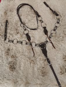 Conjunto de arreos para caballo de cuero genuino, ligero, de temporada, con anillas de cobre de tendencia, cabezada y pechera, para equitación - Product Image 5