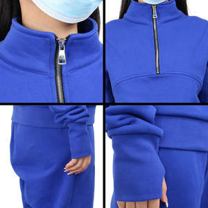 OEMODM Ensemble de survêtement unisexe de haute qualité, personnalisé pour femme, en coton, avec sweat à capuche zippé et pantalon de jogging - Product Image 6
